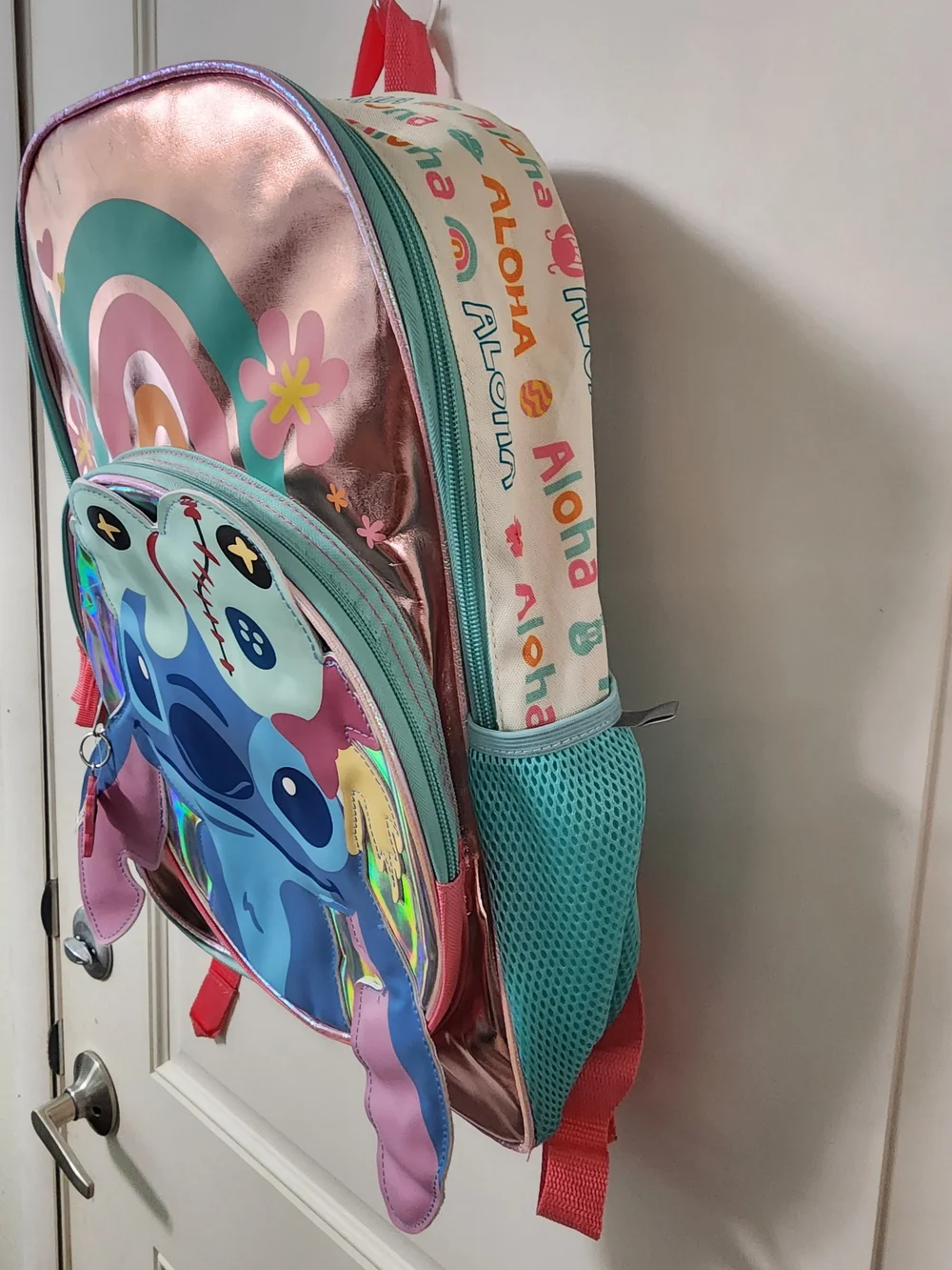 Disney Stitch Scrump Holographic Rainbow Kids Backpack Bioworld